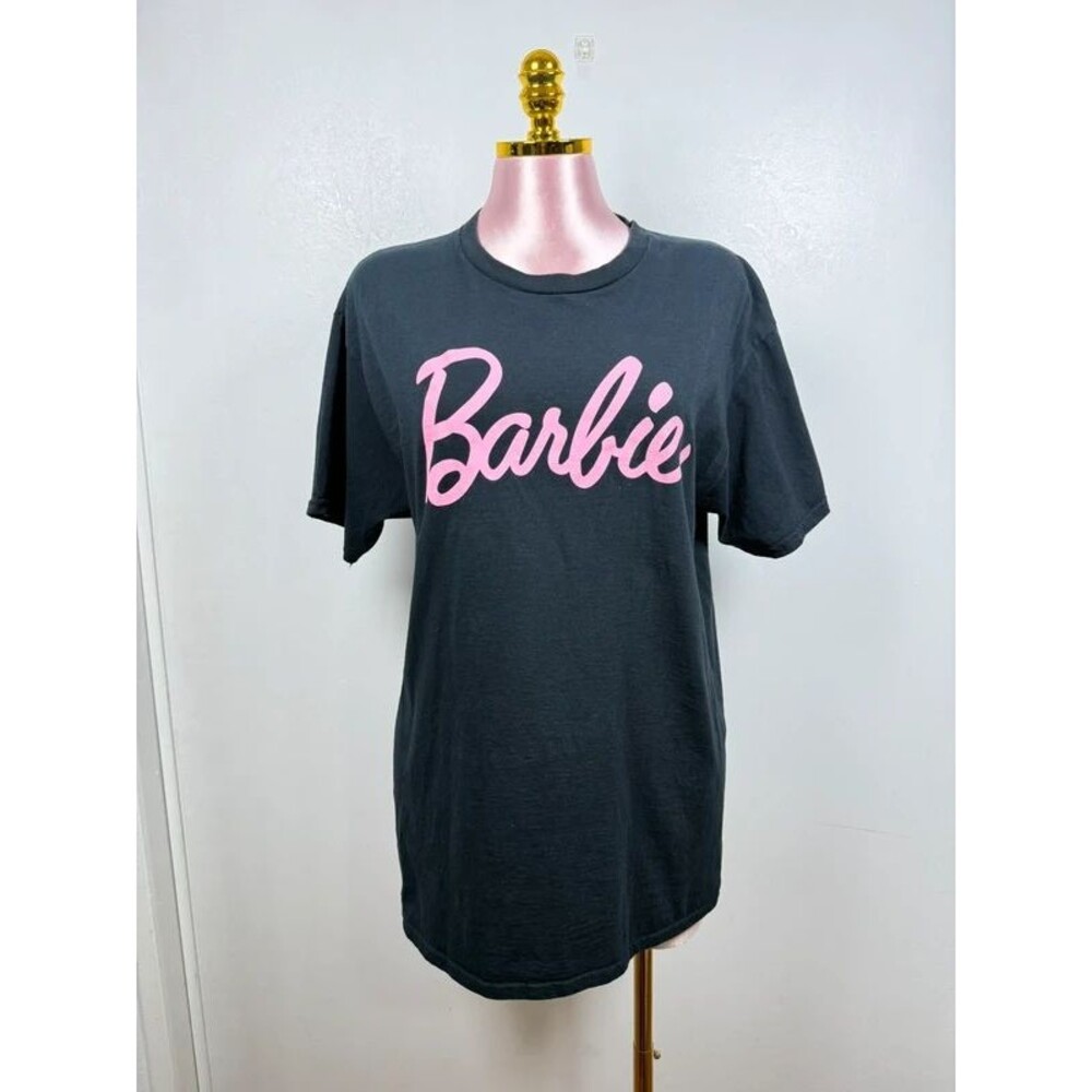 Barbie Official Pink Logo Graphic Tee Black 100% Cotton Women’s Size L